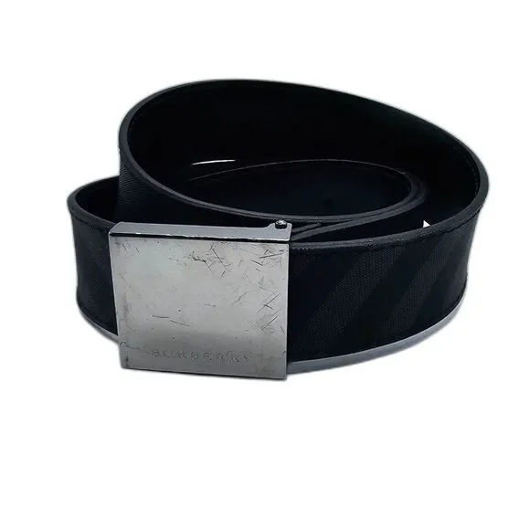 Burberry Check Leather Belt Black Men's Size 84/85 EU 34 US - Picture 3 of 9